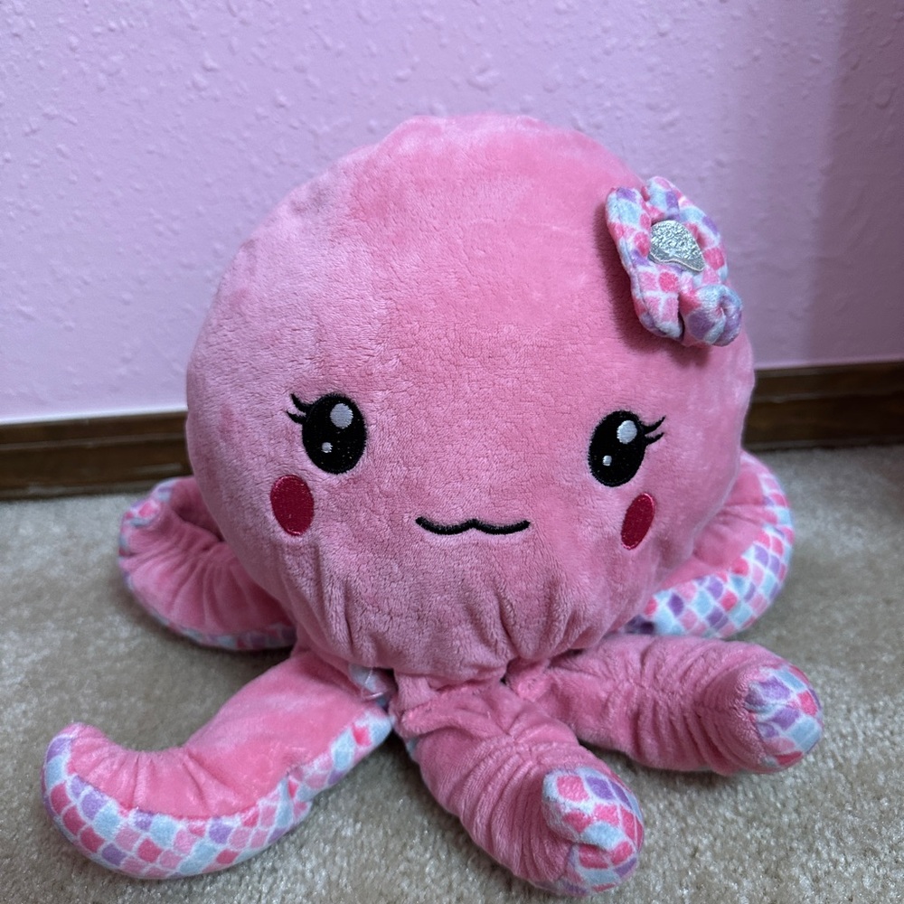 HugFun 10” Hug Fun Pink Octopus Bow Stuffed Animal Plush